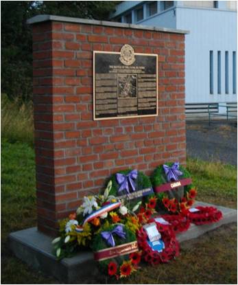 Canal-du-Nord memorial with wreaths and flowers