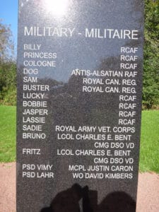 Forgotten
Heroes Memorial, Bass River, Nova Scotia: Lt Col Charles Bent, Fritz, Bruno.