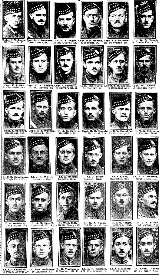 Officers of the 92nd Battalion. Toronto newspaper 1915