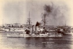 HMS
Glory. Canopus class pre dreadnought battleship. Starboard escort.