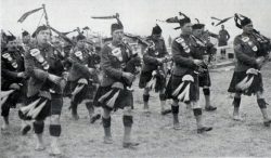 Pipes
and Drums parading. PM Keith left, Pipe Sgt Newlands right