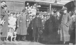 Entraining in Nazaire, France after crossing the channel. Feb 1915.