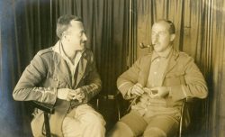 L-R: Lt Fessenden and ‘Chittty’ Lt Jones?. Bischofswerda POW camp, Hannover, Germany. Undated.