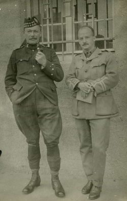 Capt McKessock and Lt Vic MacLean. Bischofswerda POW camp, Hannover, Germany. Undated