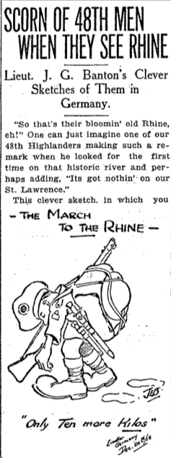 Sketch by Lt JE Banton on 15th Battalion reaching the Rhine. Dec 1918.