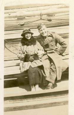Lt Reid and “his girl’ onboard the RMS Baltic to Canada. 1919.