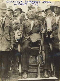 Then CSM former Sgt Harold Ashling (captured at 2nd Ypres; Gottingen POW 1915-1918) competing at Connaught ranges Ottawa 1931.Wins G-G medal as Best shot in Canada.