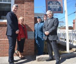 On
the Centenary of Vimy ridge, the town of Annapolis Royal, NS re-dedicated the
town hall as part of its Vimy
Commemoration. In May 1923, Lt Col Charles Bent, Commanding Officer of the 15th
Battalion, officiated at the laying of the cornerstone of the building then
known as the Soldiers & sailors Memorial Hall – the cornerstone bears his
name. Members of the Bent family and the 15th Battalion Memorial
Project were invited to attend. L-R: Premier of NS, Bent’s granddaughter and
great granddaughter, Lt (ret) Tom Birchall and the mayor of Annapolis Royal.
April 9, 2017.