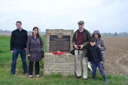 Lieutenant
Maxwell Scott was wounded leading No. 11 Platoon of No. 3 Company, 15th
Battalion at 2nd Ypres in April 1915. His son David and his family
visit the 15th Battalion memorial on Gravenstafel ridge on the
Centenary of the battle in April 2015.