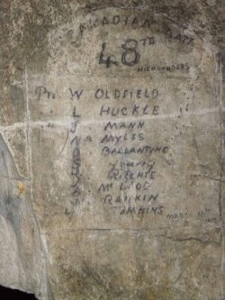 Inscription
by unknown soldier that lists the names of ten 15th Battalion Privates