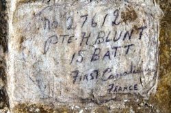 Inscription by 27612 Private Harry Blunt 15th
Battalion, No. 2 Company