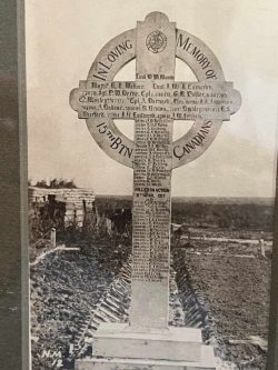 Memorial cross erected at CA35 following battle of Vimy ridge 10 April 11917.