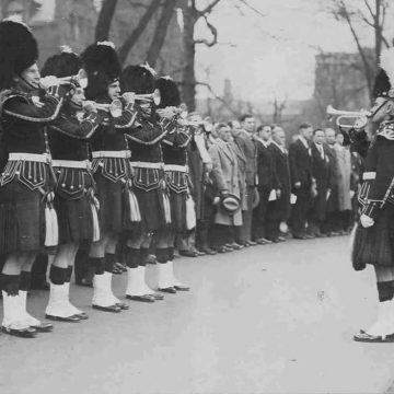 Buglers at Toronto City Hall Remembrance Day service 11
Nov 1928. Bugler Tooze 15th Bn front.